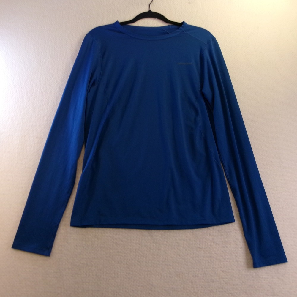 Patagonia Mens Medium Long Sleeve Base Layer Blue Capilene Crew‎ Neck 45620